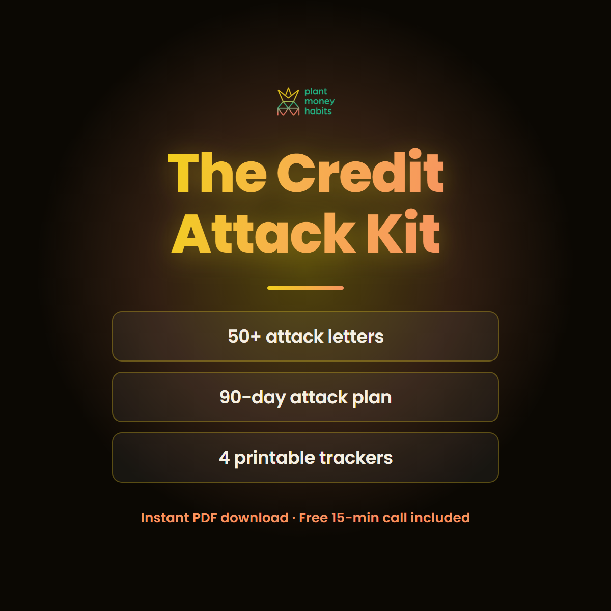 The Credit Attack Kit. 50+ attack letters, 90-day attack plan, 4 printable trackers. Instant PDF download.