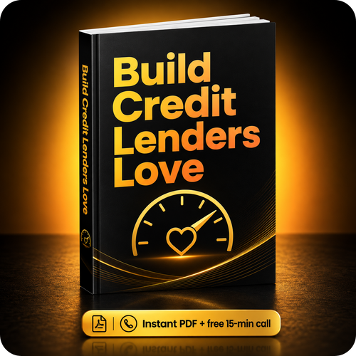 Build Credit Lenders Love. 20 pages in plain language, 2 fill-in worksheets, 90-day checklist. Instant PDF download and a free 15-minute call.